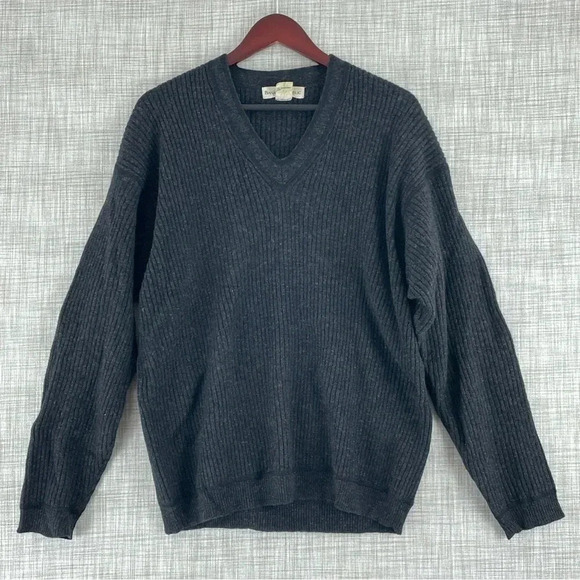 Banana Republic Lambswool Sweater Mens Size M Gray V-Neck 0056 - Picture 1 of 6